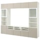 Opzione: BESTÅ Combinazione TV/ante a vetro, bianco/Selsviken lucido/vetro trasparente beige, 300x42x231 cm