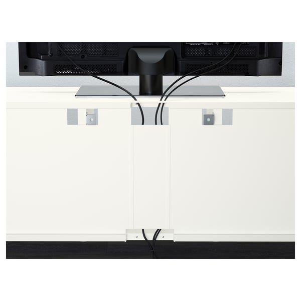 BESTÅ Combinazione TV/ante a vetro, bianco Sutterviken/Sindvik vetro trasparente bianco, 300x42x231 cm