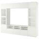 BESTÅ Combinazione TV/ante a vetro, bianco Sutterviken/Sindvik vetro trasparente bianco, 300x42x231 cm