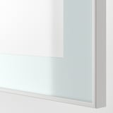 BESTÅ Combinazione TV/ante a vetro, effetto rovere con mordente bianco/Selsviken lucido/vetro trasparente bianco, 180x42x192 cm
