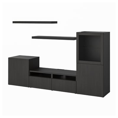 BESTÅ / LACK Combinazione per TV, marrone-nero, 240x42x129 cm