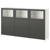 BESTÅ Mobile con ante, bianco Lappviken/Sindvik grigio scuro, 180x42x112 cm