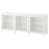 BESTÅ Mobile con ante, bianco/Ostvik/Kabbarp vetro trasparente bianco, 180x42x74 cm