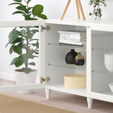 BESTÅ Mobile con ante, bianco/Ostvik/Kabbarp vetro trasparente bianco, 180x42x74 cm