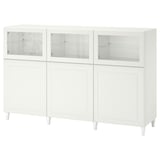 BESTÅ Mobile con ante, bianco/Smeviken/Kabbarp vetro trasparente bianco, 180x42x112 cm
