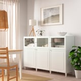 BESTÅ Mobile con ante, bianco/Smeviken/Kabbarp vetro trasparente bianco, 180x42x112 cm
