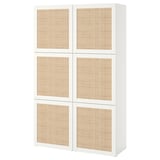 BESTÅ Mobile con ante, bianco Studsviken/bianco pioppo intrecciato, 120x42x193 cm
