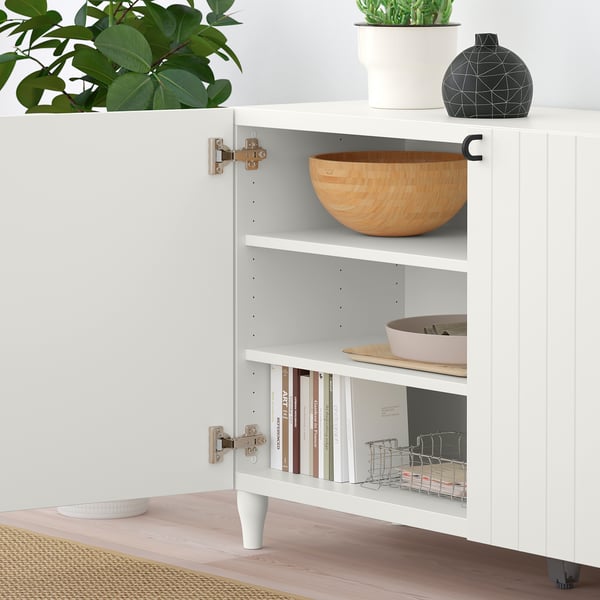 BESTÅ Mobile con ante, bianco/Sutterviken/Kabbarp bianco, 120x42x74 cm