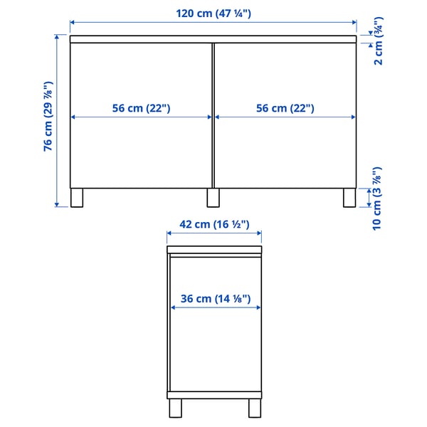 BESTÅ Mobile con ante, bianco/Sutterviken/Kabbarp bianco, 120x42x76 cm