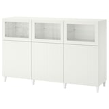 BESTÅ Mobile con ante, bianco/Sutterviken/Kabbarp vetro trasparente bianco, 180x42x112 cm