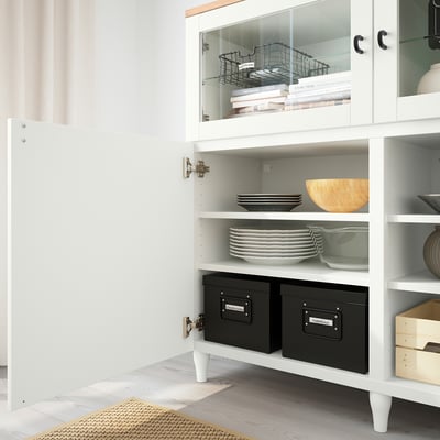 BESTÅ Mobile con ante, bianco/Sutterviken/Kabbarp vetro trasparente bianco, 180x42x114 cm