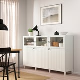 BESTÅ Mobile con ante, bianco/Sutterviken/Kabbarp vetro trasparente bianco, 180x42x112 cm