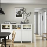 BESTÅ Mobile con ante, bianco/Sutterviken/Kabbarp vetro trasparente bianco, 180x42x112 cm