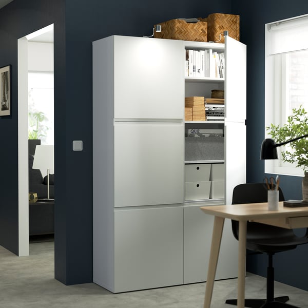 BESTÅ Mobile con ante, bianco/Västerviken bianco, 120x42x193 cm
