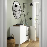 BESTÅ Mobile con ante, bianco/Västerviken/Stubbarp bianco, 120x42x74 cm