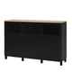 BESTÅ Mobile con ante, Lappviken/Stubbarp/Sindvik vetro trasparente marrone-nero, 180x42x114 cm
