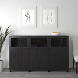 BESTÅ Mobile con ante, marrone-nero Lappviken/Sindvik vetro trasparente marrone-nero, 180x42x112 cm