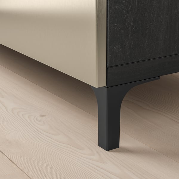 BESTÅ Mobile con ante, marrone-nero/Riksviken/Nannarp effetto bronzo chiaro, 120x42x74 cm