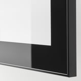 BESTÅ Mobile con ante, marrone-nero Selsviken/Glassvik lucido/vetro trasparente nero, 180x42x112 cm