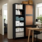 BESTÅ Mobile con ante, marrone-nero Studsviken/marrone scuro pioppo intrecciato, 120x42x202 cm