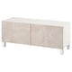 BESTÅ Mobile TV con ante, bianco Bergsviken/Stubbarp/beige, 120x42x48 cm