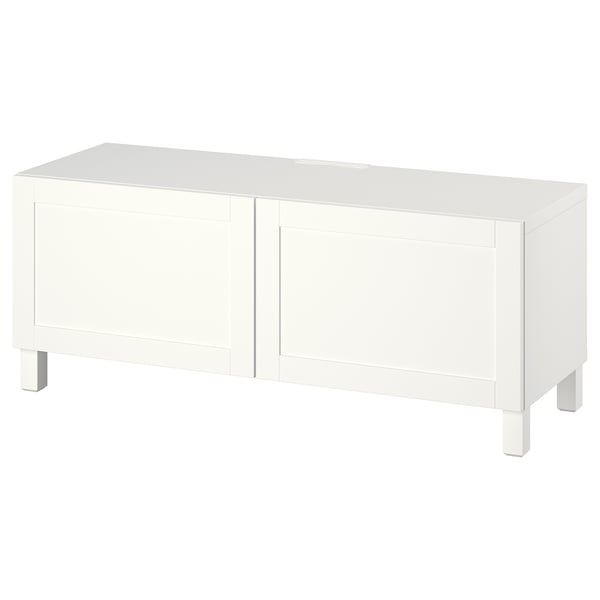 BESTÅ Mobile TV con ante, bianco Hanviken/Stubbarp/bianco, 120x42x48 cm