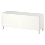 BESTÅ Mobile TV con ante, bianco Hanviken/Stubbarp/bianco, 120x42x48 cm