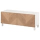BESTÅ Mobile TV con ante, bianco Hedeviken/Stubbarp/impiallacciatura di rovere, 120x42x48 cm