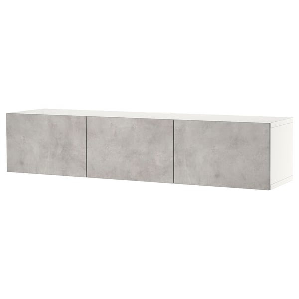 BESTÅ Mobile TV con ante, bianco/Kallviken grigio chiaro, 180x42x38 cm