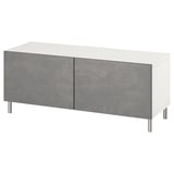 BESTÅ Mobile TV con ante, bianco/Kallviken/Ösarp grigio scuro, 120x42x48 cm