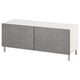 BESTÅ Mobile TV con ante, bianco/Kallviken/Ösarp grigio scuro, 120x42x48 cm