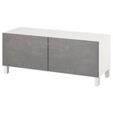BESTÅ Mobile TV con ante, bianco Kallviken/Stubbarp/grigio scuro, 120x42x48 cm