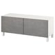 BESTÅ Mobile TV con ante, bianco Kallviken/Stubbarp/grigio scuro, 120x42x48 cm