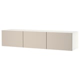 BESTÅ Mobile TV con ante, bianco/Lappviken grigio chiaro/beige, 180x42x38 cm