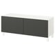 BESTÅ Mobile TV con ante, bianco Lappviken/Stubbarp/grigio scuro, 120x42x48 cm