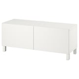 BESTÅ Mobile TV con ante, bianco Laxviken/Stubbarp/bianco, 120x42x48 cm