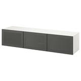 BESTÅ Mobile TV con ante, bianco/Mörtviken grigio scuro, 180x42x38 cm