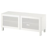 BESTÅ Mobile TV con ante, bianco/Mörtviken/Stubbarp bianco, 120x42x48 cm