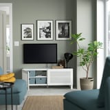 BESTÅ Mobile TV con ante, bianco/Mörtviken/Stubbarp bianco, 120x42x48 cm