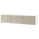 BESTÅ Mobile TV con ante, bianco/Selsviken lucido/beige, 180x42x38 cm