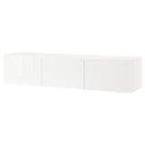BESTÅ Mobile TV con ante, bianco/Selsviken lucido/bianco, 180x42x38 cm