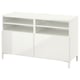 BESTÅ Mobile TV con ante, bianco/Selsviken/Nannarp lucido/bianco, 120x42x74 cm