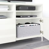 BESTÅ Mobile TV con ante, bianco/Selsviken/Nannarp lucido/bianco, 120x42x74 cm