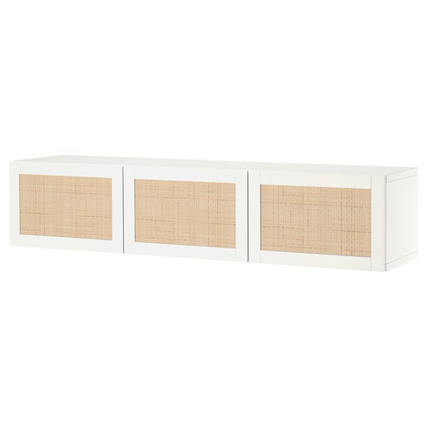 BESTÅ Mobile TV con ante, bianco/Studsviken bianco, 180x42x38 cm