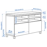 BESTÅ Mobile TV con ante, bianco/Studsviken/Kabbarp bianco, 120x42x76 cm