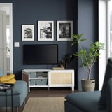 BESTÅ Mobile TV con ante, bianco Studsviken/Stubbarp/bianco, 120x42x48 cm