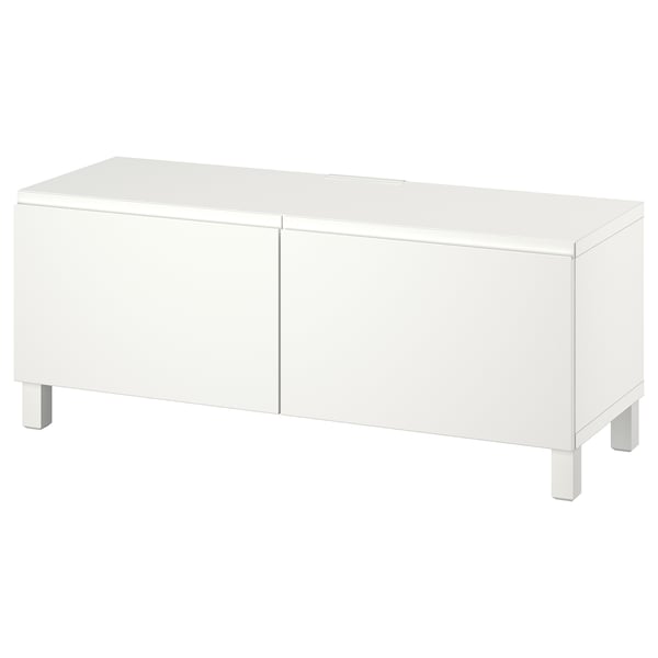 BESTÅ Mobile TV con ante, bianco Västerviken/Stubbarp/bianco, 120x42x48 cm