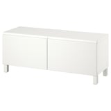 BESTÅ Mobile TV con ante, bianco Västerviken/Stubbarp/bianco, 120x42x48 cm