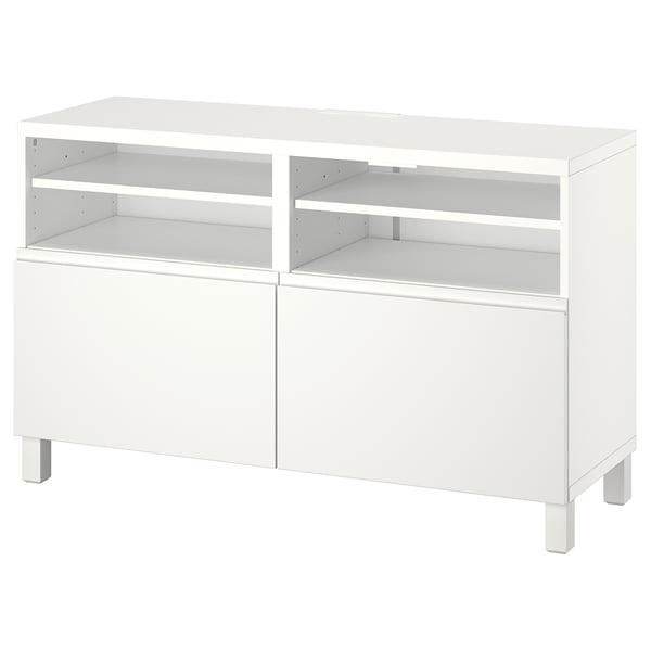 BESTÅ Mobile TV con ante, bianco/Västerviken/Stubbarp bianco, 120x42x74 cm