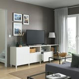 BESTÅ Mobile TV con ante e cassetti, bianco/Sutterviken/Kabbarp bianco, 240x42x74 cm